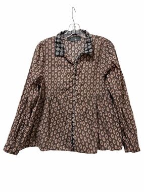 Cotelac Size 3 Medium French Long Sleeve Cotton Peplum Button Down Blouse B8